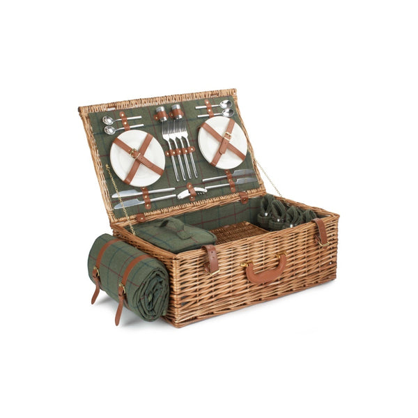 Red Hamper Deluxe Green Tween 4 Person Fitted Picnic Basket