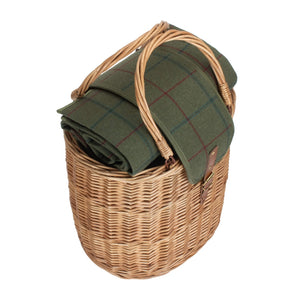 Red Hamper Oval Green Tweed Fitted Cool Bag Drinks Picnic Basket