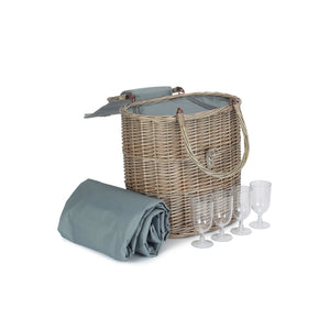 Red Hamper Oval Grey Fitted Cool Bag Drinks Picnic Basket