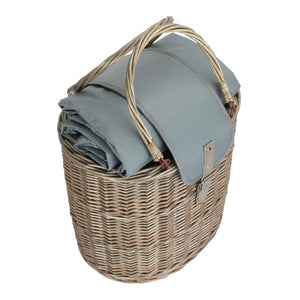 Red Hamper Oval Grey Fitted Cool Bag Drinks Picnic Basket