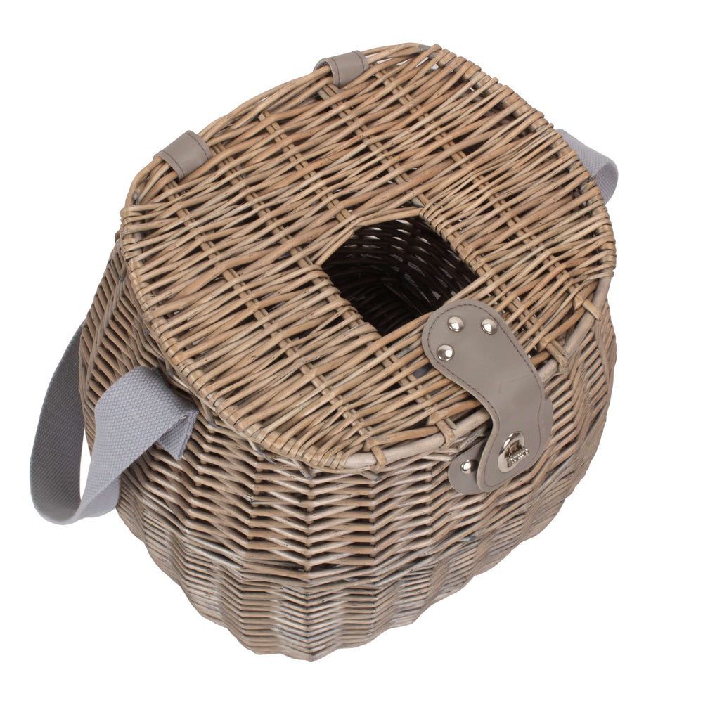 Wicker Fly Fishing Creel Basket, Canvas Carry Strap, Leather Strap