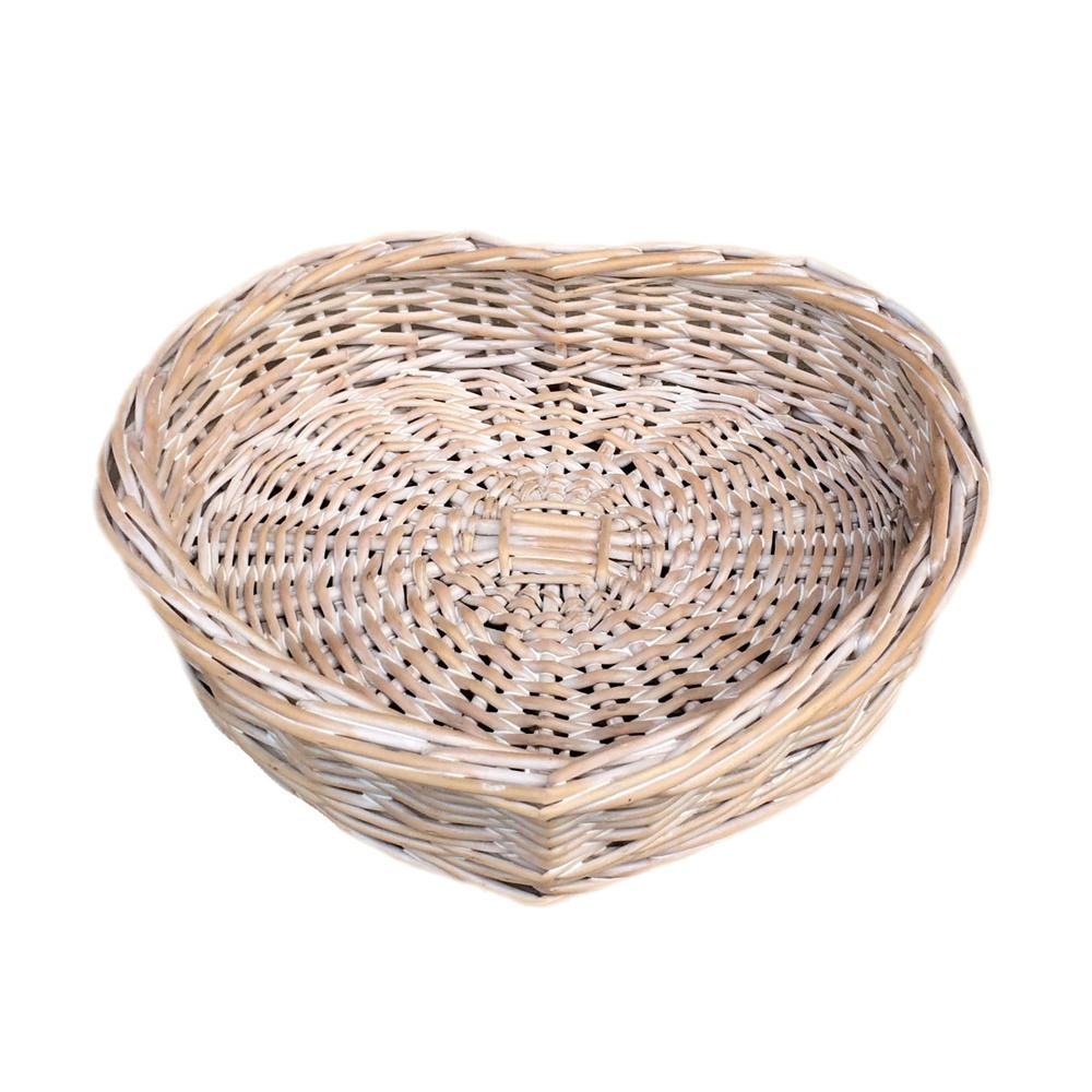 Red Hamper White Wash Heart Shaped Wicker