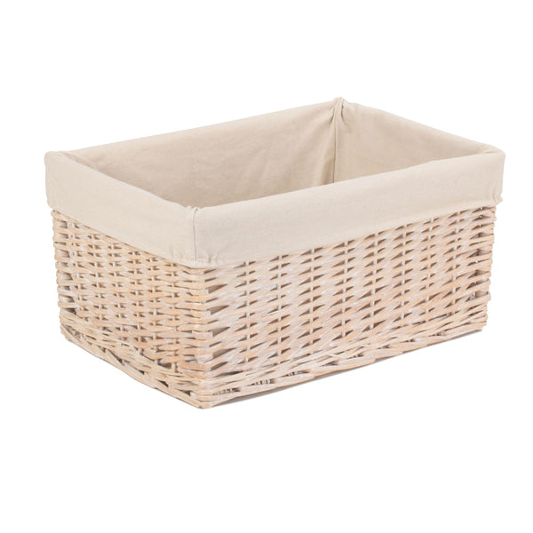 Red Hamper White Lined Storage Wicker Basket