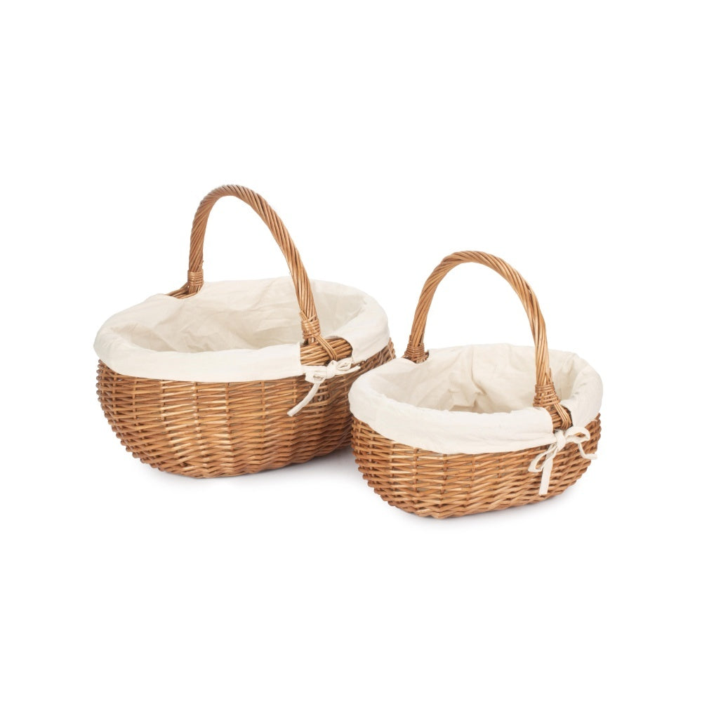 Red Hamper Deluxe Wicker Shopping Basket With White Lining