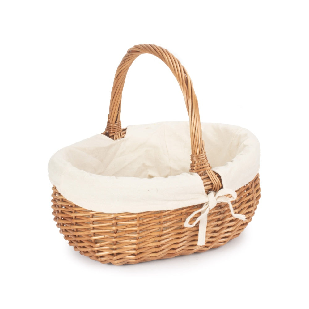 Red Hamper Deluxe Wicker Shopping Basket With White Lining