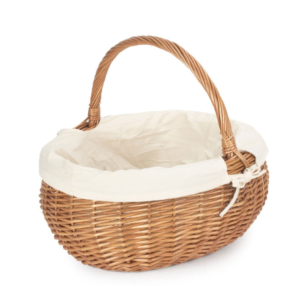 Red Hamper Deluxe Wicker Shopping Basket With White Lining